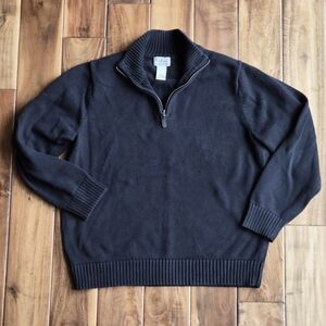 L.L. Bean Men's Black Quarter Zip Sweater Large